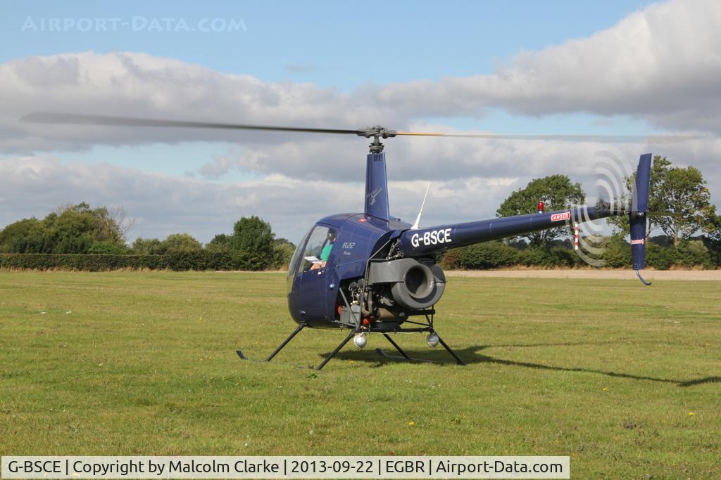 G-BSCE, 1989 Robinson R22 Beta C/N 1245, Robinson R22 Beta at The Real Aeroplane Club's Helicopter Fly-In, Breighton Airfield, September 22 2013.