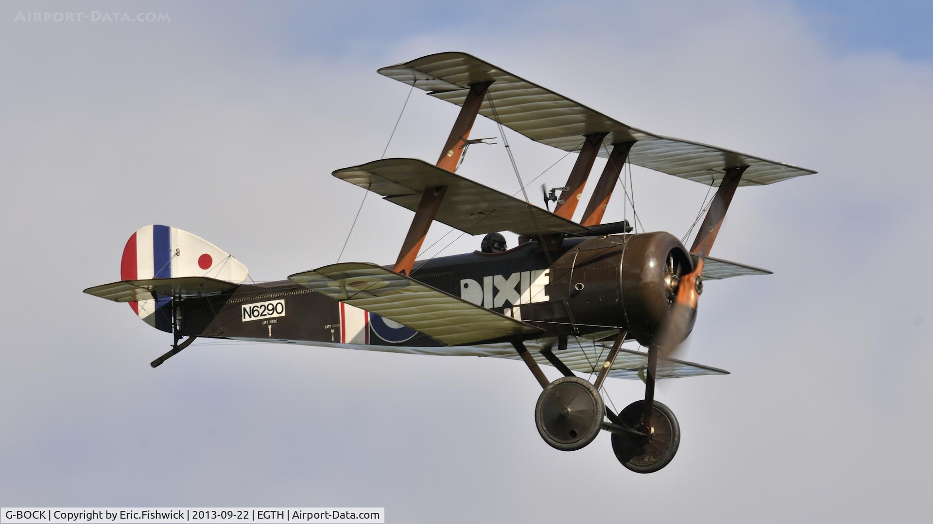 G-BOCK, 1980 Sopwith Triplane Replica C/N NAW-1, 43. G-BOCK in display mode at Shuttleworth Uncovered Air Display, Sept. 2013