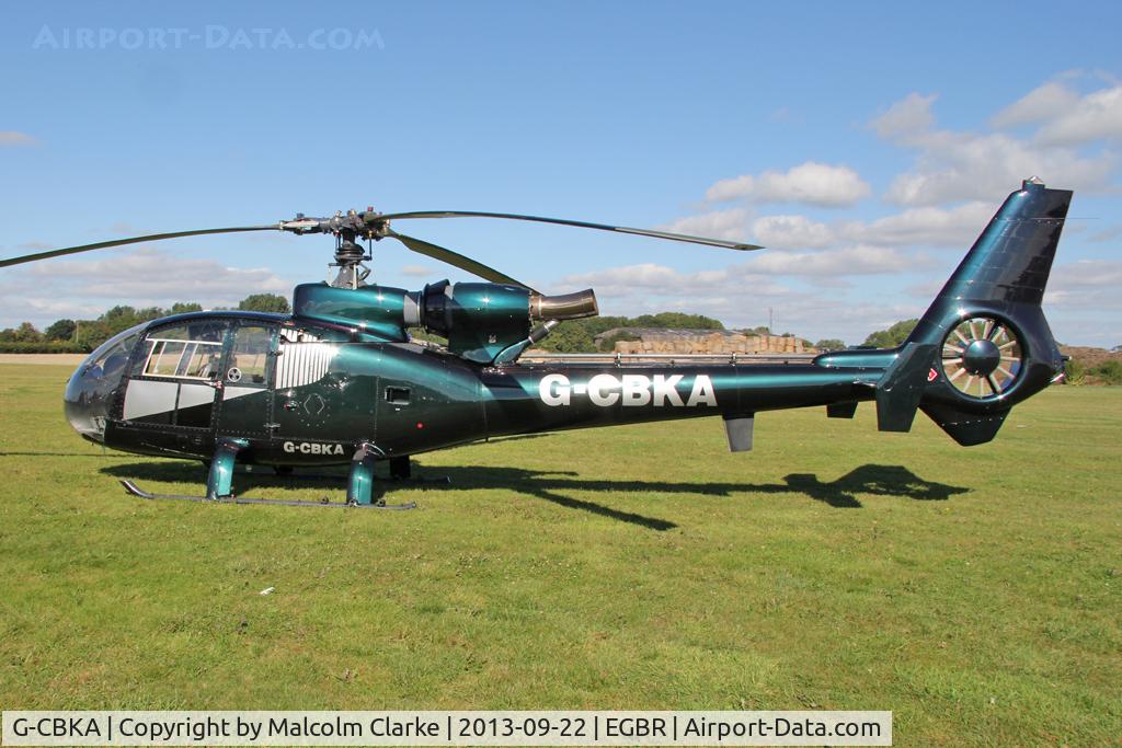G-CBKA, 1978 Westland SA-341D Gazelle HT3 C/N WA1746, Polychromatic paint? - the green version. Westland Gazelle HT.3 at The Real Aeroplane Club's Helicopter Fly-In, September 2013. (see 927076 & 927075)