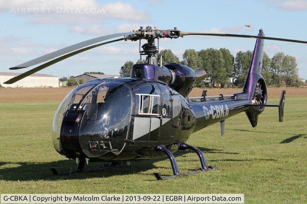 G-CBKA, 1978 Westland SA-341D Gazelle HT3 C/N WA1746, Polychromatic paint? - the purple version. Westland Gazelle HT.3 at The Real Aeroplane Club's Helicopter Fly-In, September 2013. (see 927076 & 927074)