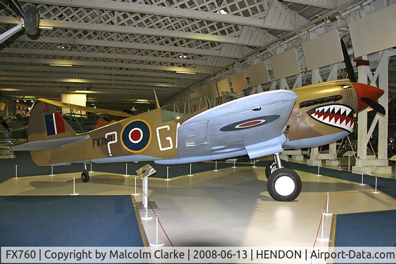 FX760, Curtiss Kittyhawk IV C/N 33840, Curtiss P-40N Kittyhawk at The RAF Museum, Hendon in June 2008.