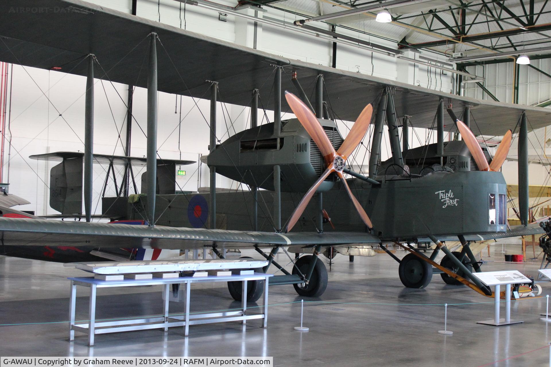 G-AWAU, Vickers FB-27A Vimy (replica) C/N VAFA02, On display at the RAF Museum, Hendon.