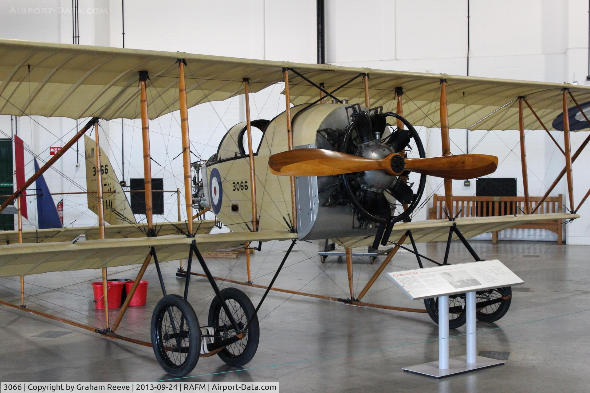 3066, 1914 Caudron G.3 C/N 7487, On display at the RAF Museum, Hendon.
