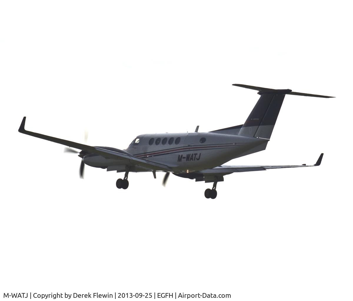 M-WATJ, 2012 Hawker Beechcraft B200GT King Air C/N BY-139, Visiting King Air, Saxonhenge Ltd, taking off from runway 22 en route Caernarfon.