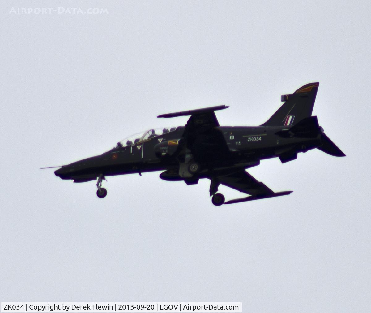 ZK034, 2010 British Aerospace Hawk T2 C/N RT025/1263, Hawk T2 coded Y of 4(R) Sqn, downwind for runway 14 at RAF Valley Anglesey.