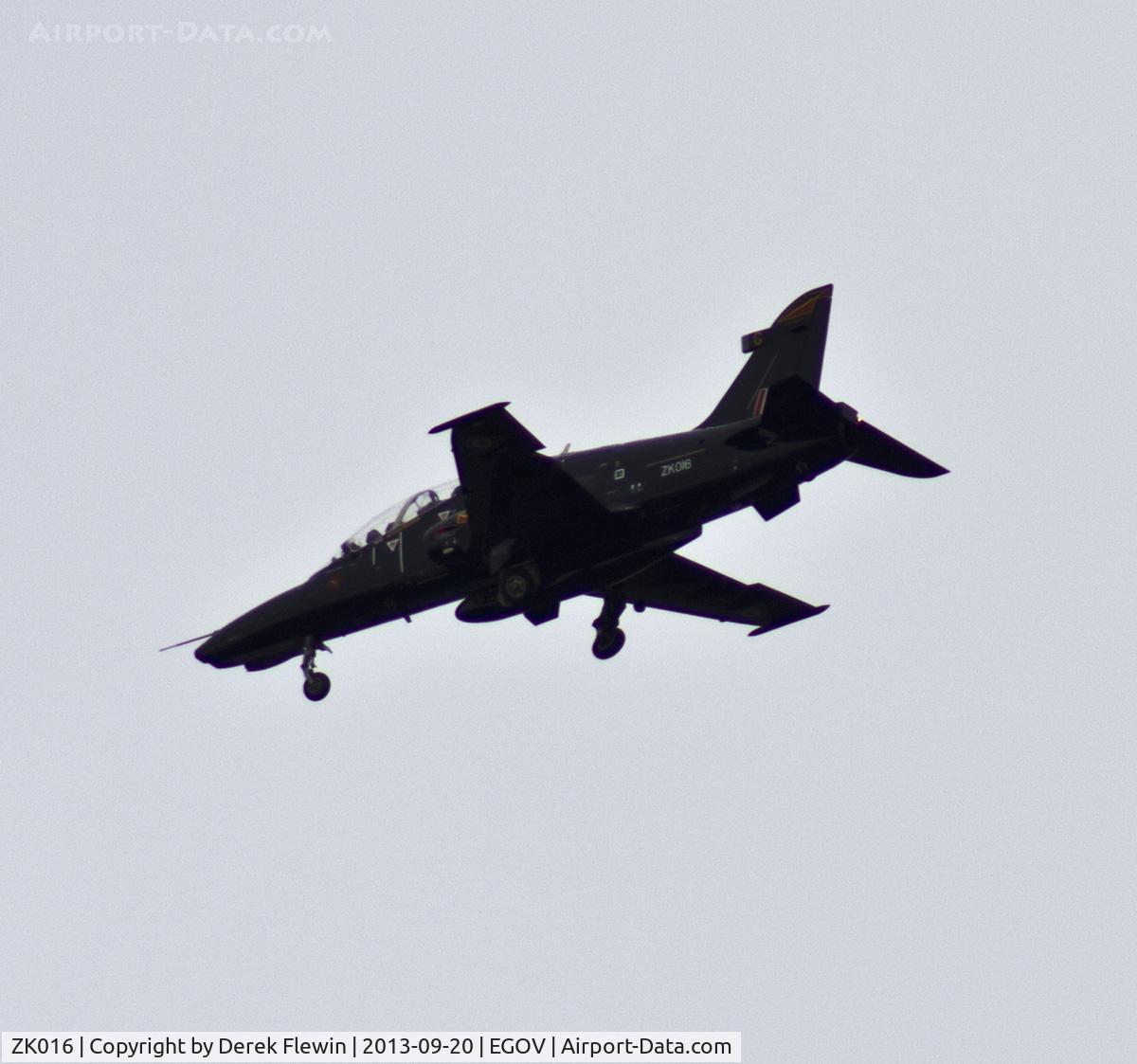ZK016, 2008 British Aerospace Hawk T2 C/N RT007/1245, Hawk T2 coded G of 4(R) Sqn, downwind for runway 14 at RAF Valley Anglesey.