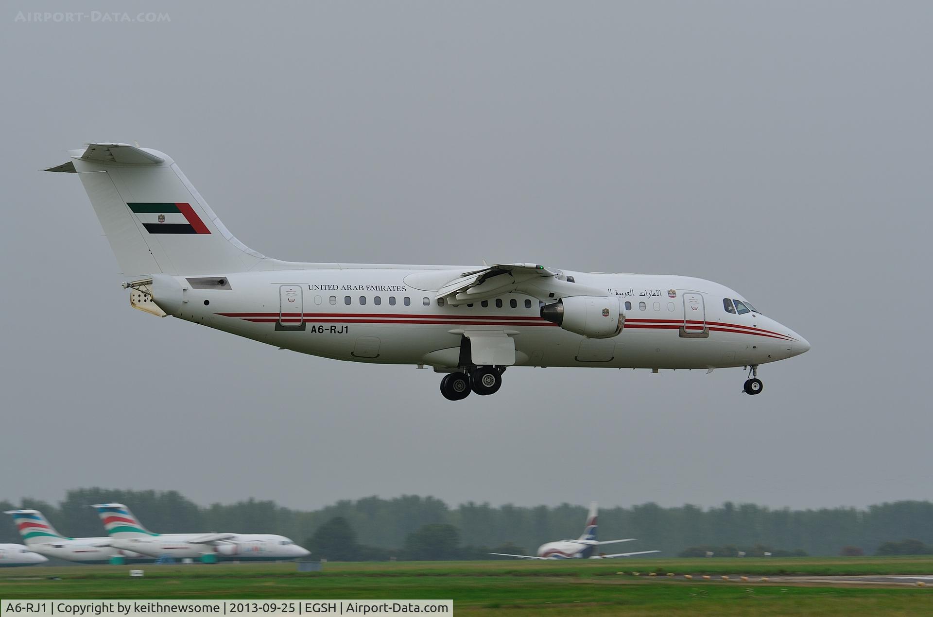 A6-RJ1, 1998 British Aerospace Avro 146-RJ85A C/N E2323, Returning visitor !