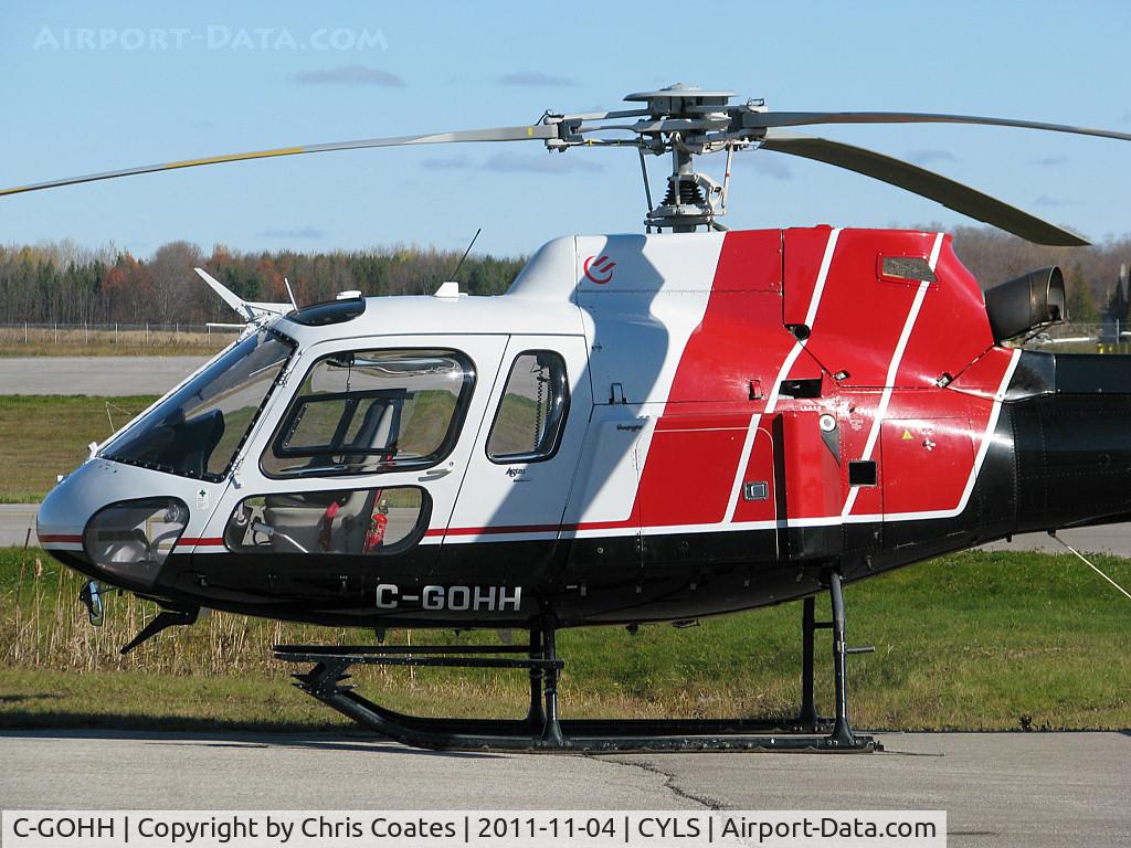 C-GOHH, 1991 Aerospatiale AS-350B Ecureuil C/N 2568, This nice helicopter was resting on the airport's west side. It's based here at Lake Simcoe Regional. I once saw it carrying a 4 wheel ATV for a hyro crew near Parry Sound back in 2007.