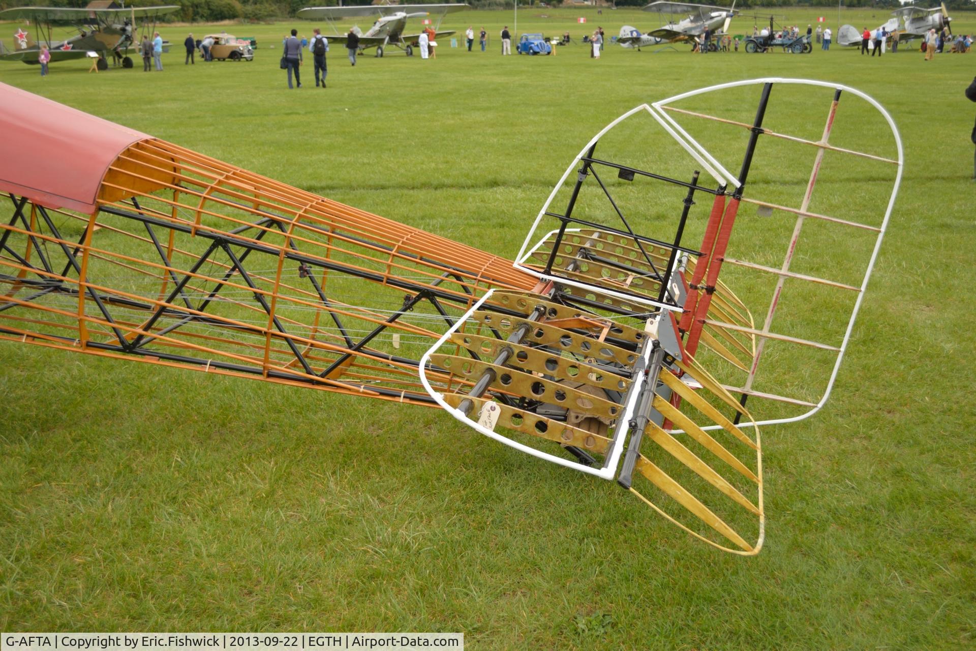 G-AFTA, 1931 Hawker Tomtit Mk1 C/N 30380, 5. G-AFTA in the Paddock at Shuttleworth Uncovered Air Display, Sept. 2013 - currently undergoing complete re-covering.