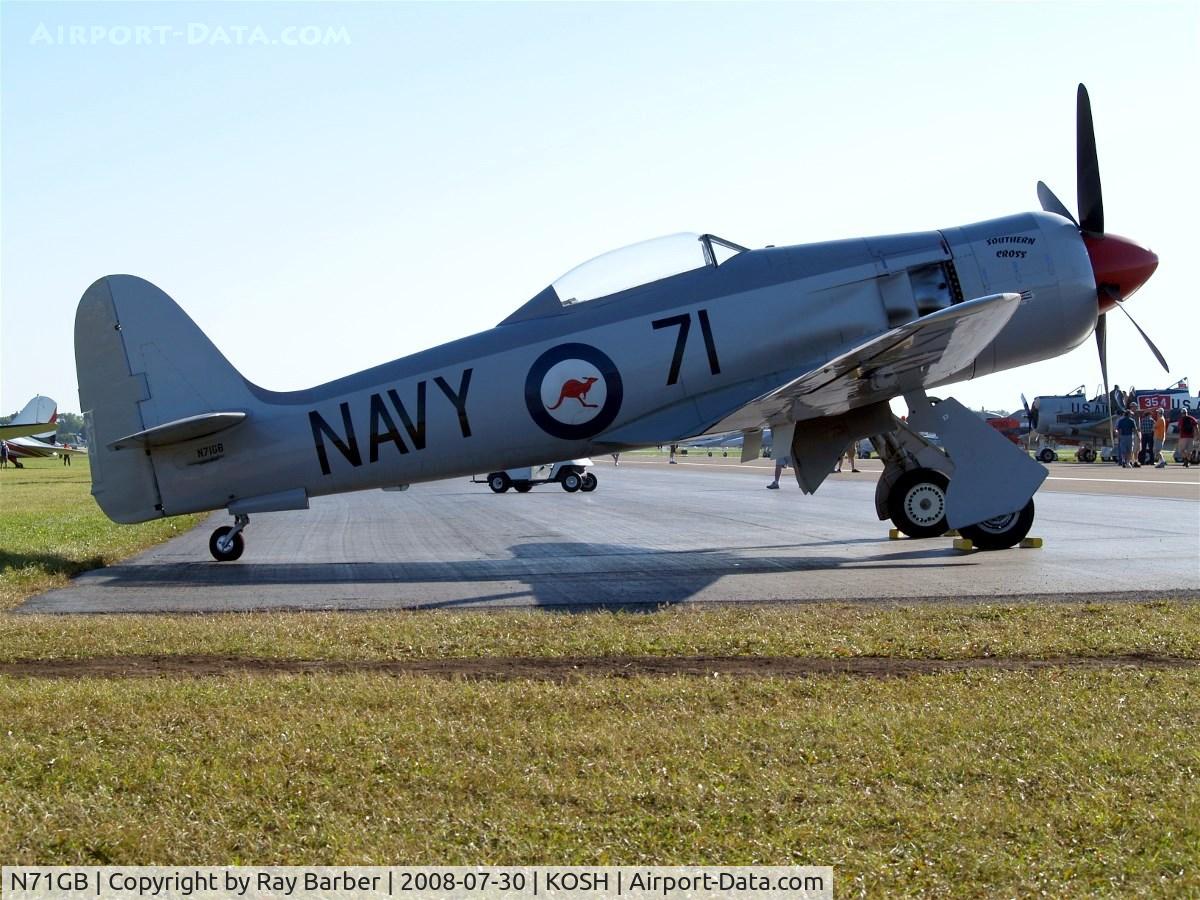 N71GB, 1949 Hawker Sea Fury T.20 C/N 37525, Hawker ISS Fury [41H/656823] Oshkosh-Wittman Regional~N 30/07/2008