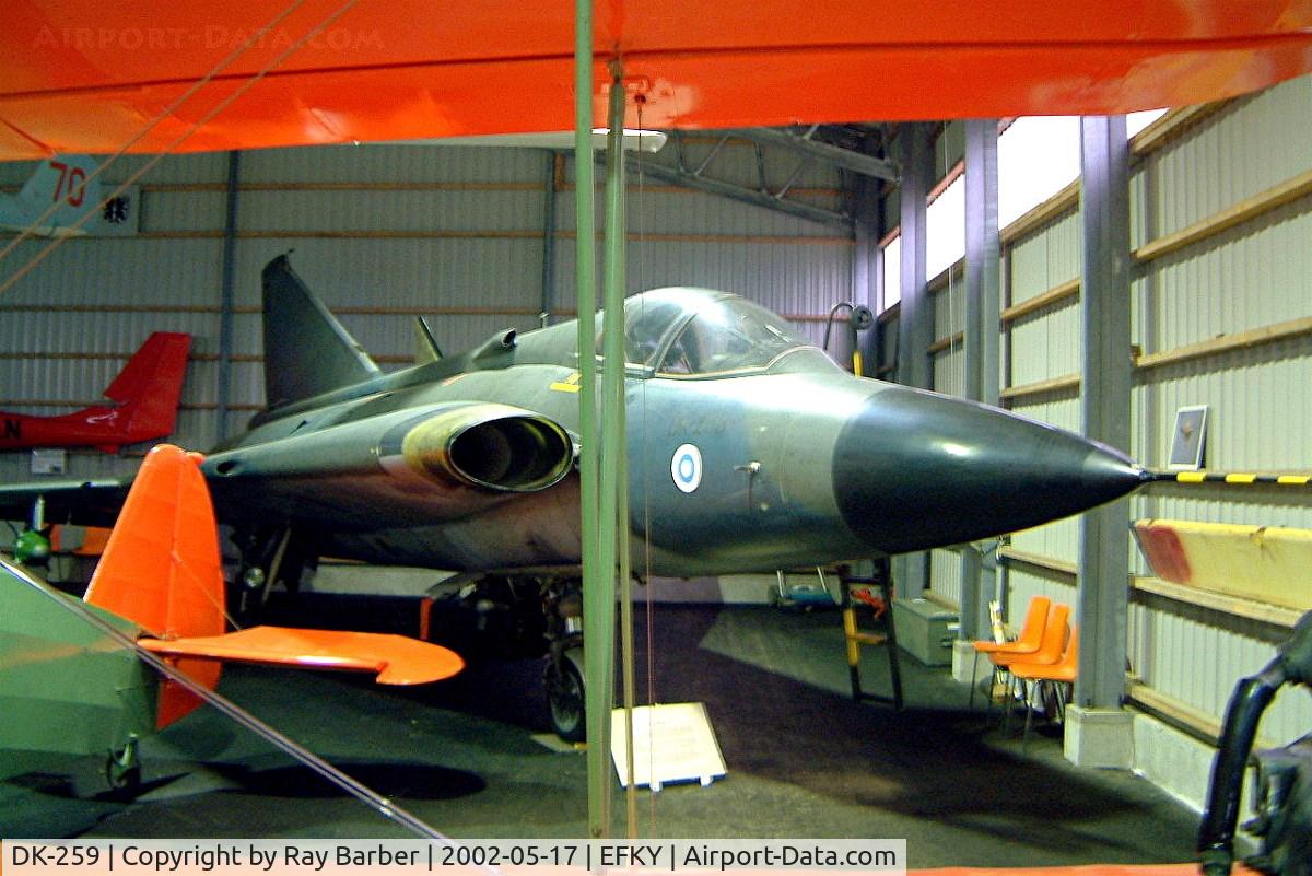 DK-259, Saab J-35F Draken C/N 35-499, SAAB J-35FS Draken [35499] Kymi~OH 17/05/2002. Not the best of shots as difficult to photograph in this crowded small museum.