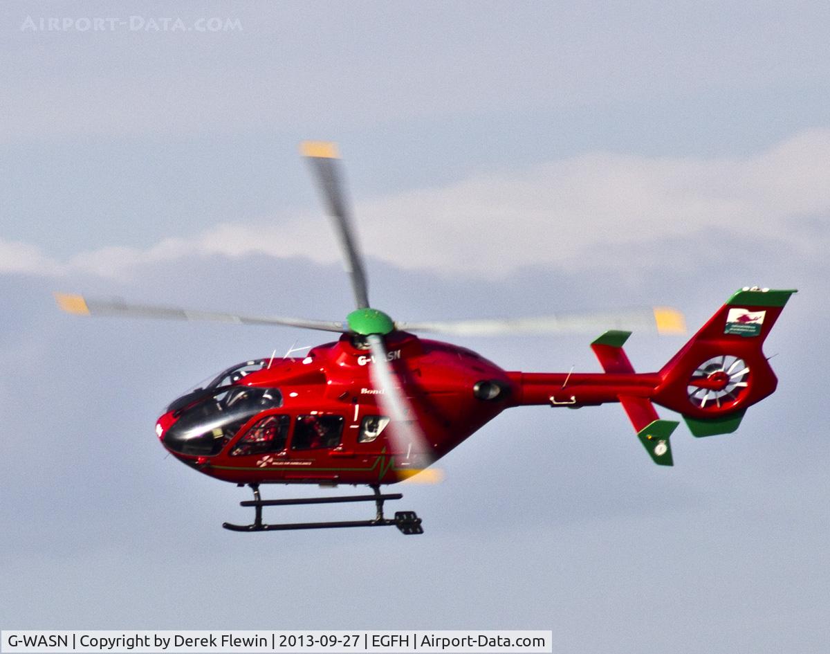 G-WASN, 2008 Eurocopter EC-135T-2+ C/N 0746, Wales Air Ambulance, Helimed 57 returning from a Red Call from the east.
