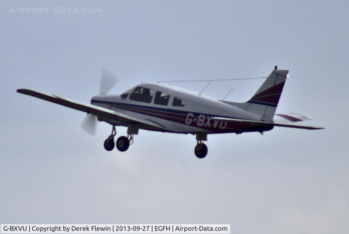 G-BXVU, 1977 Piper PA-28-161 Cherokee Warrior II C/N 28-7816063, Visiting Warrior II pulling out from runway 10 at EGFH.