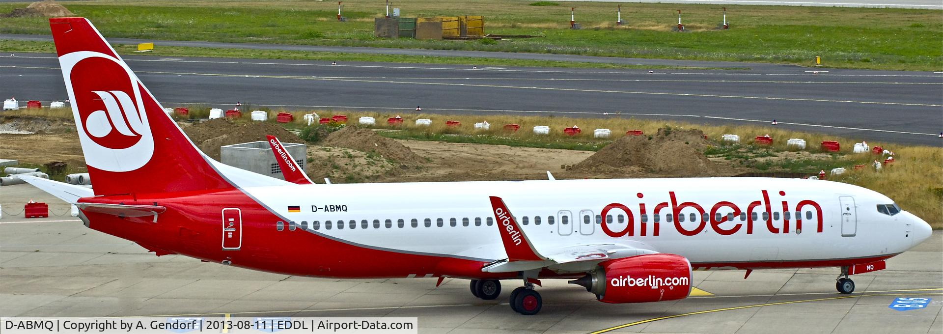D-ABMQ, 2013 Boeing 737-86J C/N 37780, Air Berlin, is here taxiing to the runway at Düsseldorf Int´l(EDDL)