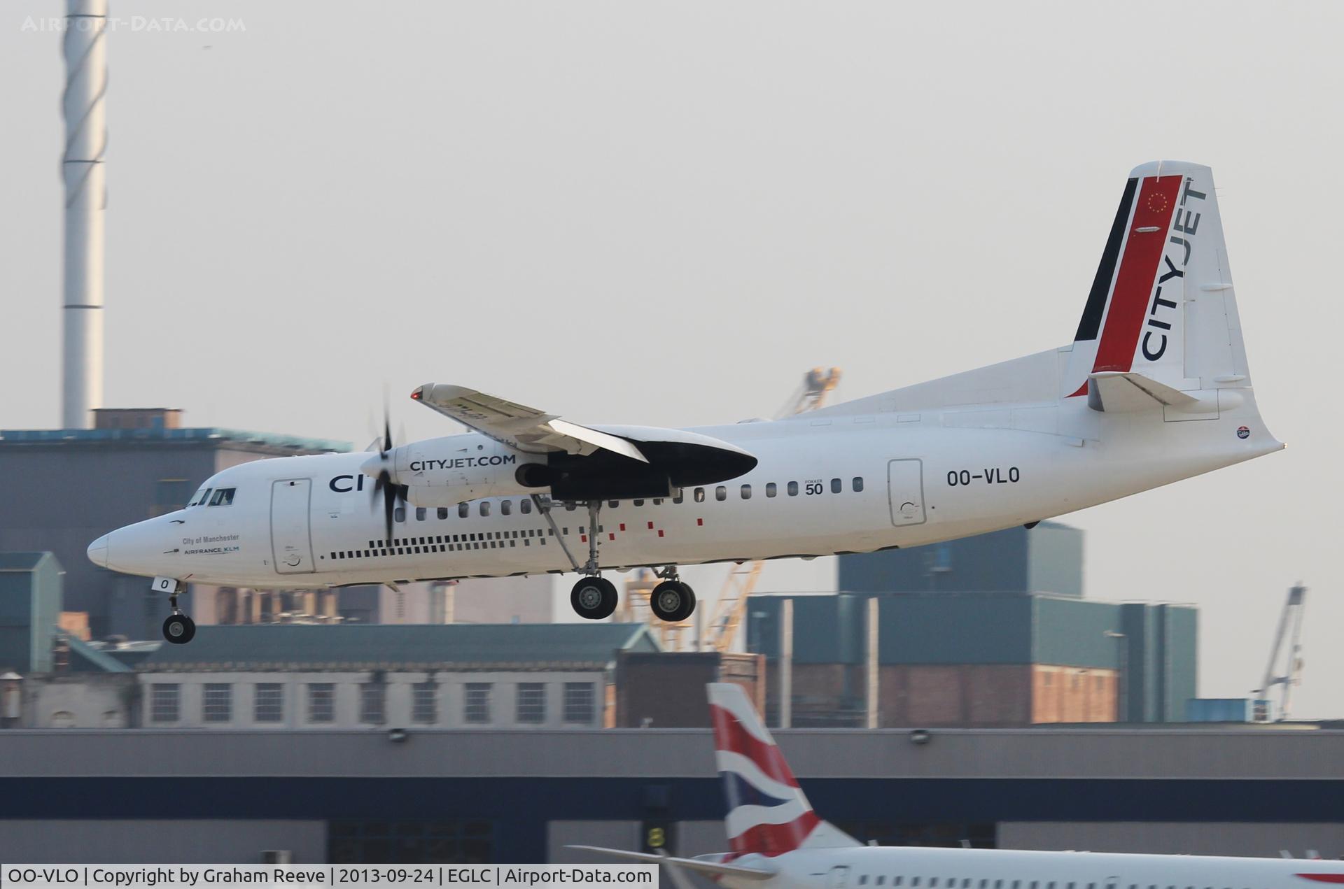 OO-VLO, 1988 Fokker 50 C/N 20127, About to touch down.