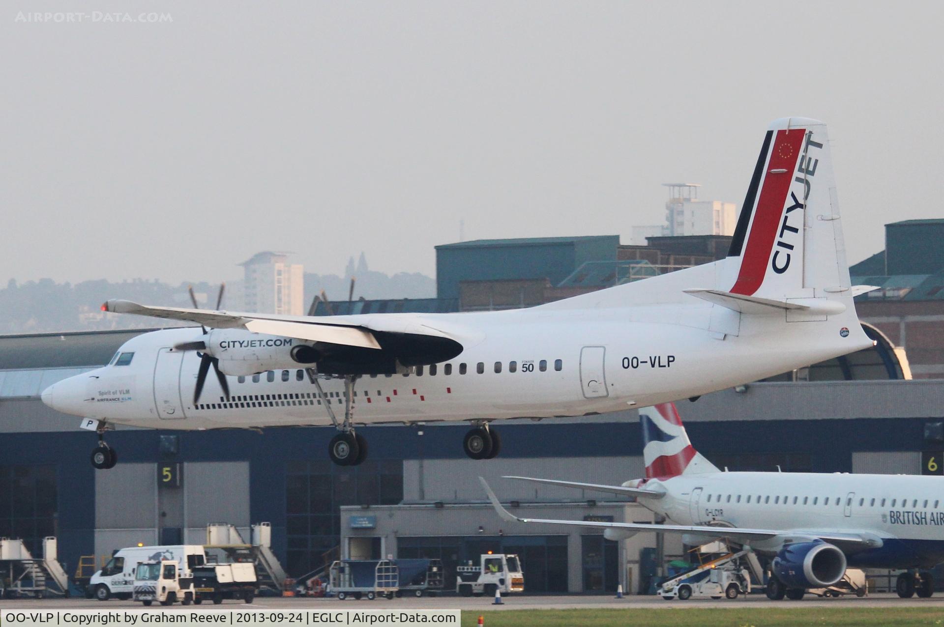 OO-VLP, 1991 Fokker 50 C/N 20209, About to touch down.