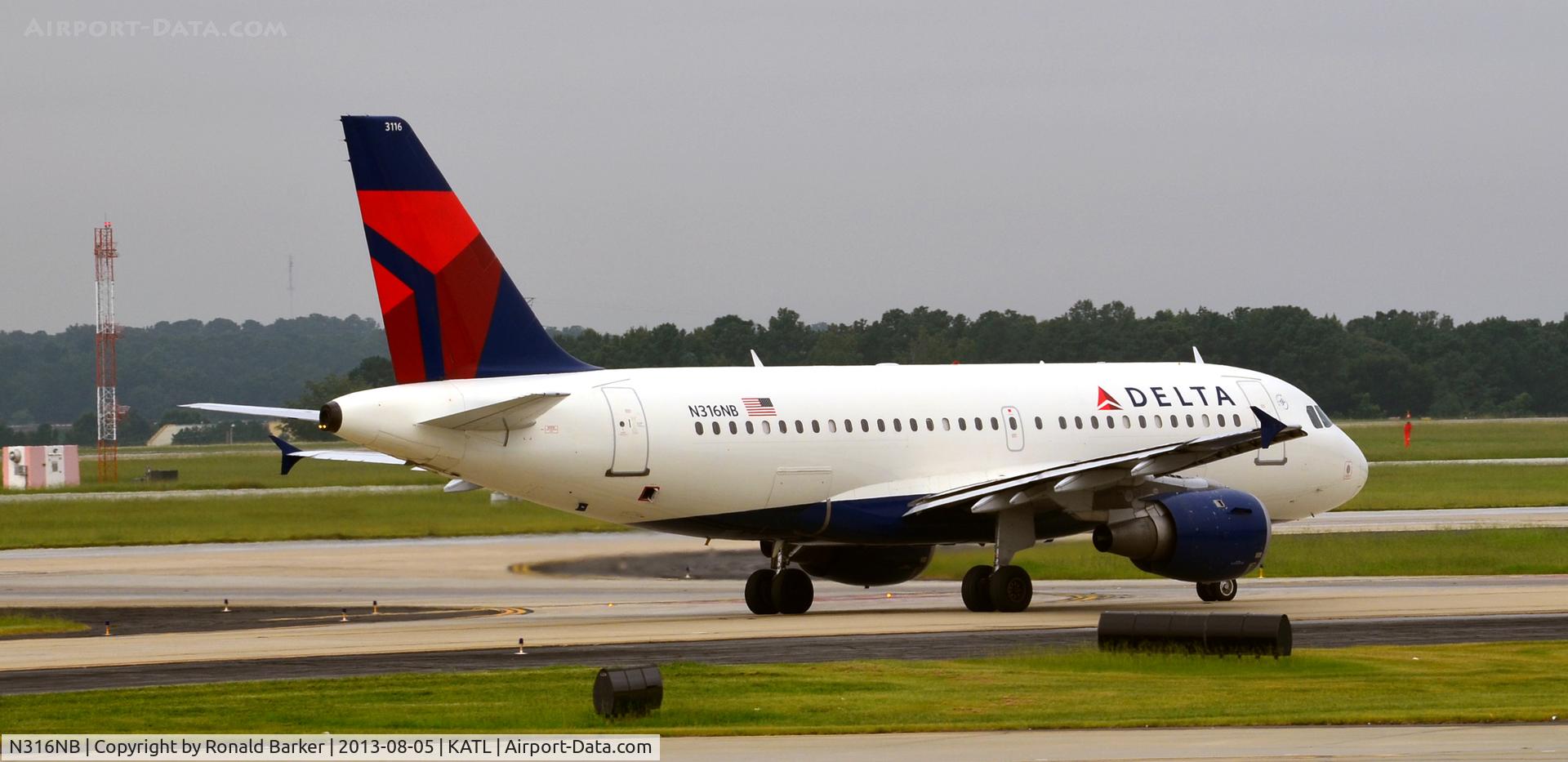 N316NB, 2000 Airbus A319-114 C/N 1249, Taxi Atlanta