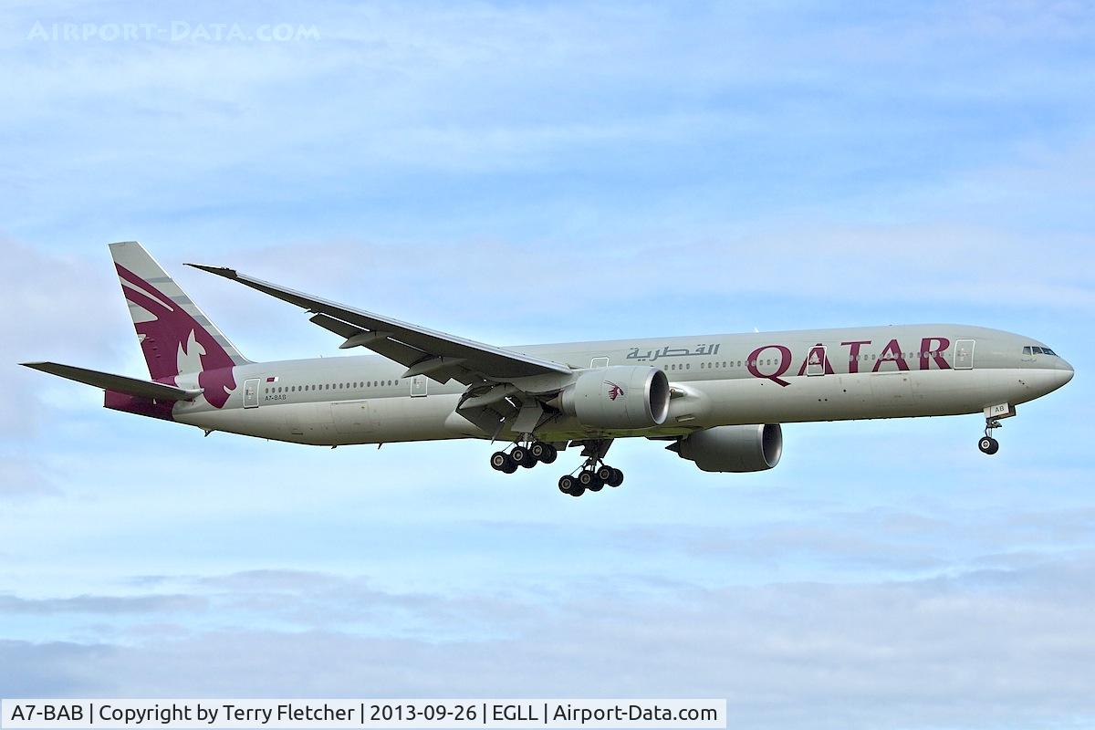 A7-BAB, 2007 Boeing 777-3DZ/ER C/N 36103, 2007 BOEING 777-3DZER, c/n: 36103 of Qatar Airways at Heathrow