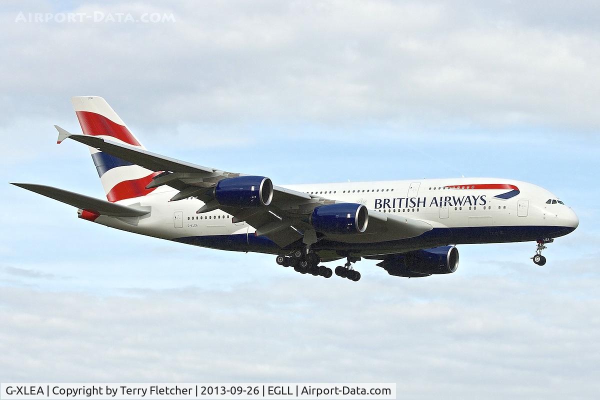 G-XLEA, 2012 Airbus A380-841 C/N 095, British Airways first A380 at Heathrow