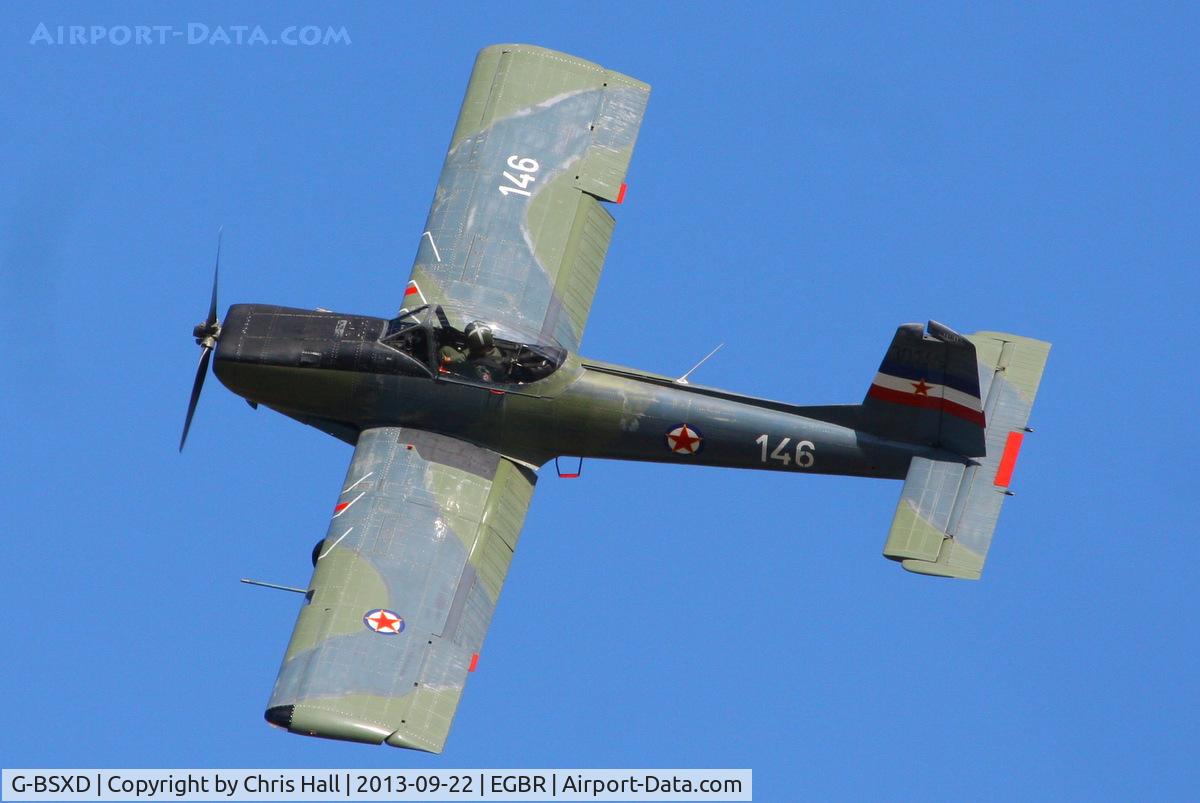 G-BSXD, 1977 Soko P-2 Kraguj C/N 030, at Breighton's Heli Fly-in, 2013