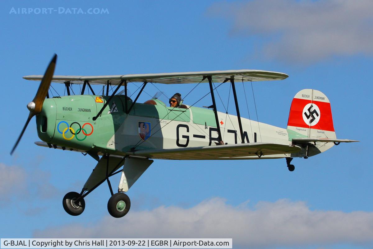 G-BJAL, 1957 Bucker 1-131E Jungmann C/N 1028, at Breighton's Heli Fly-in, 2013