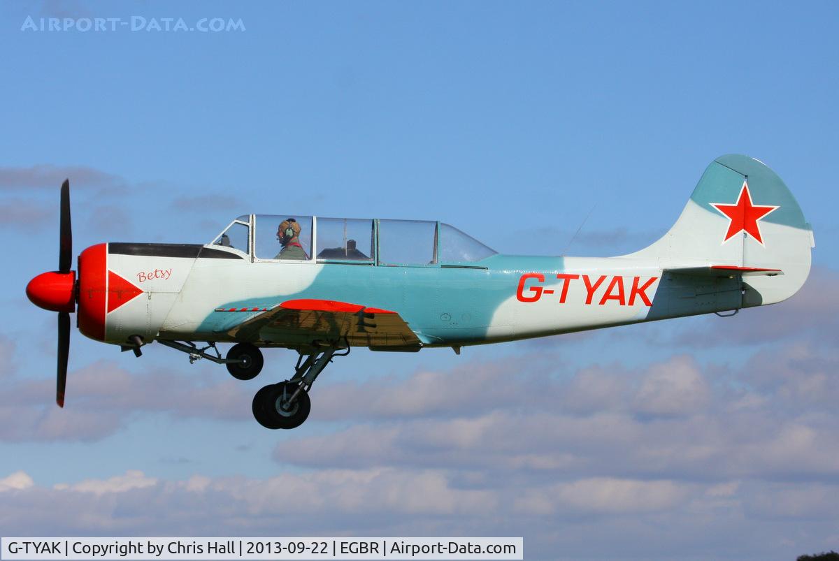 G-TYAK, 1989 Bacau Yak-52 C/N 899907, at Breighton's Heli Fly-in, 2013