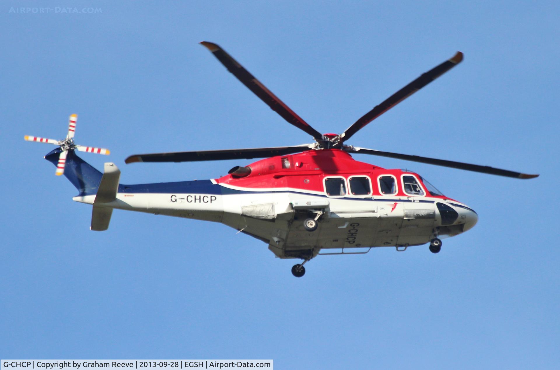 G-CHCP, 2006 Agusta AW-139 C/N 31046, Over head runway 09 at Norwich Airport.