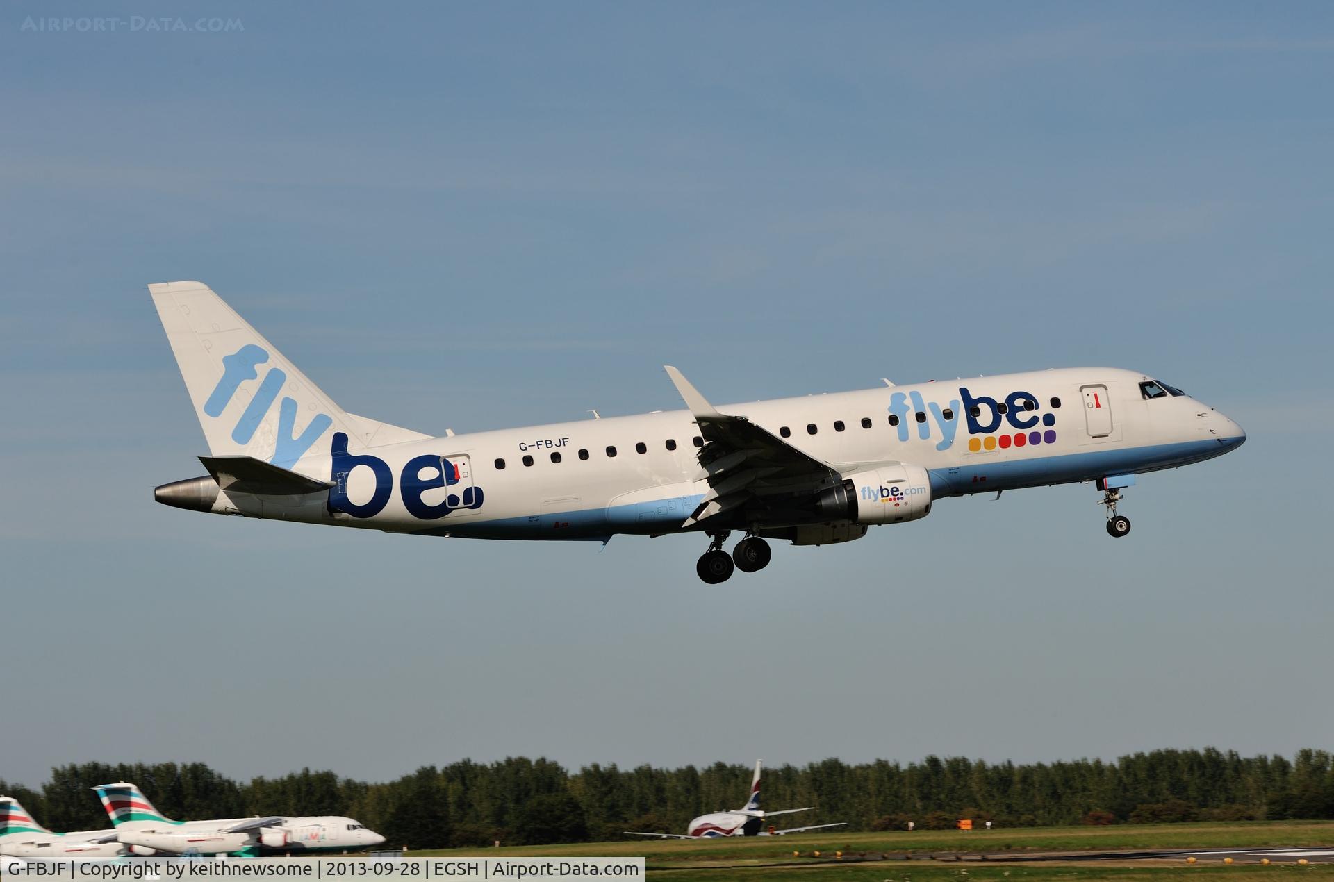 G-FBJF, 2012 Embraer 175STD (ERJ-170-200) C/N 17000341, Landing onto runway 09.
