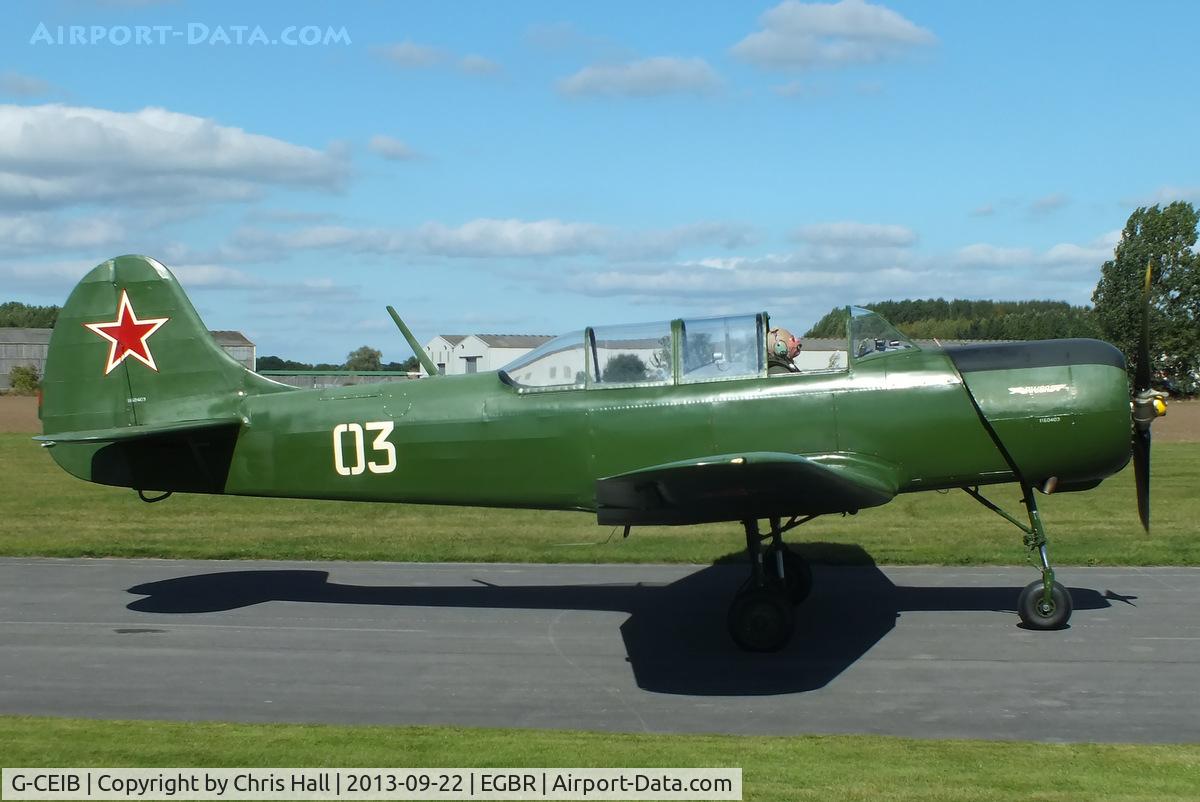 G-CEIB, 1958 Yakovlev Yak-18A C/N 1160403, at Breighton's Heli Fly-in, 2013