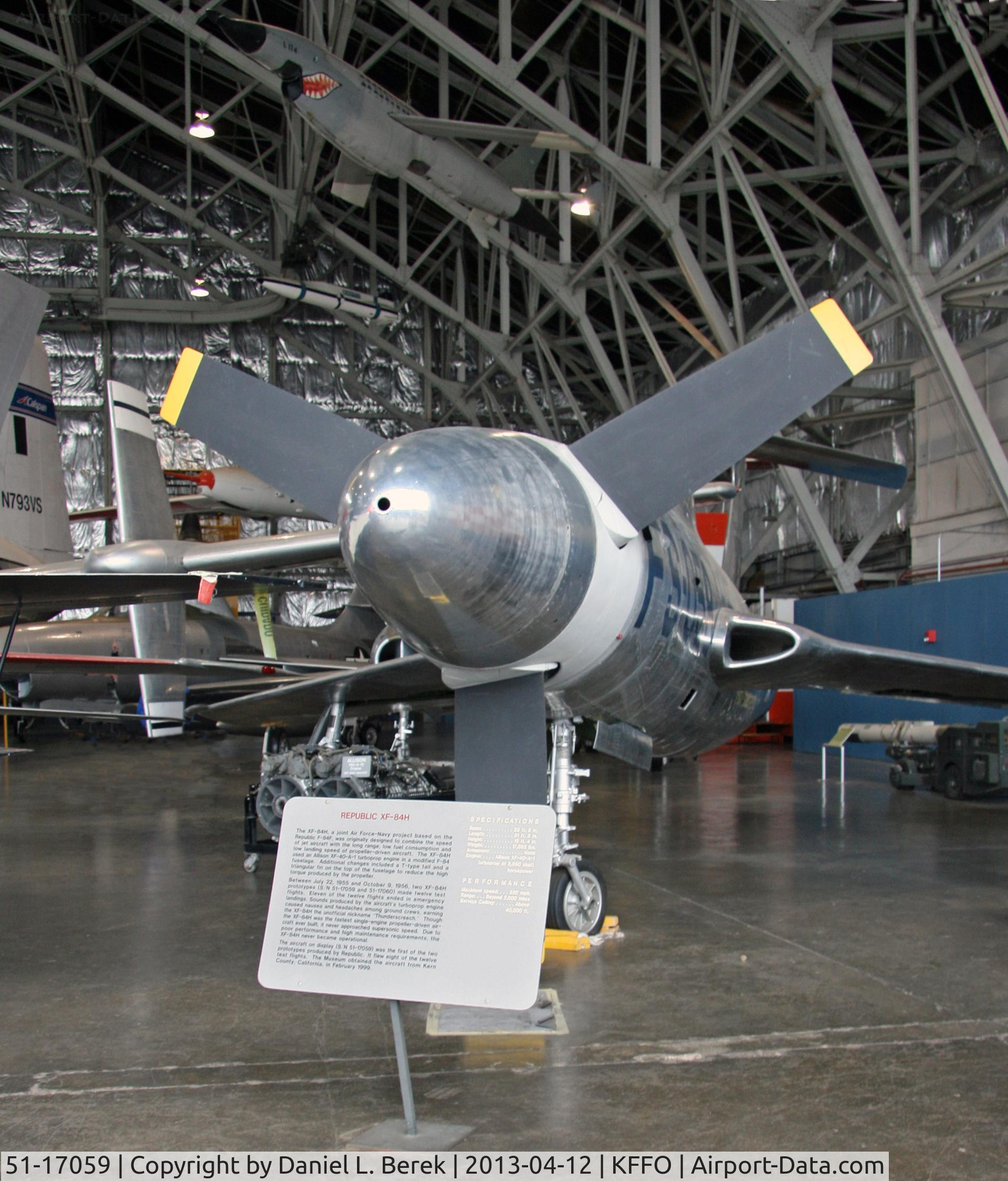 51-17059, 1955 Republic XF-84H Thunderstreak C/N 369, Experimental jet fighter fitted with a turboprop!