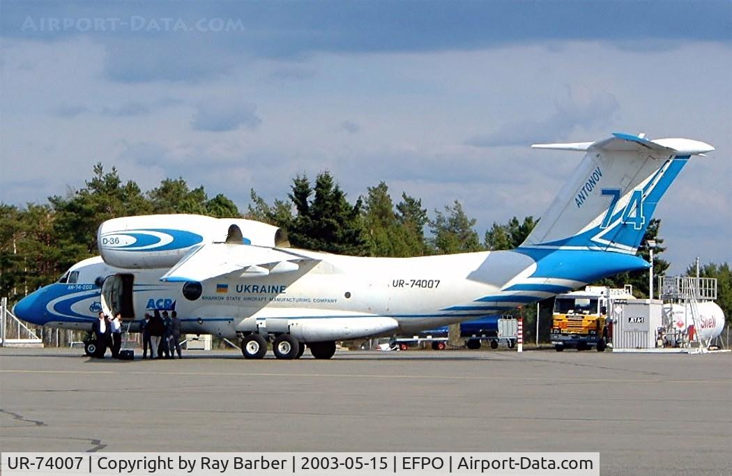 UR-74007, 1992 Antonov An-74-200 C/N 36547095903, Antonov An-74-200 [36547095903] (Aero-Charter Airlines) Pori~OH 15/05/2003
