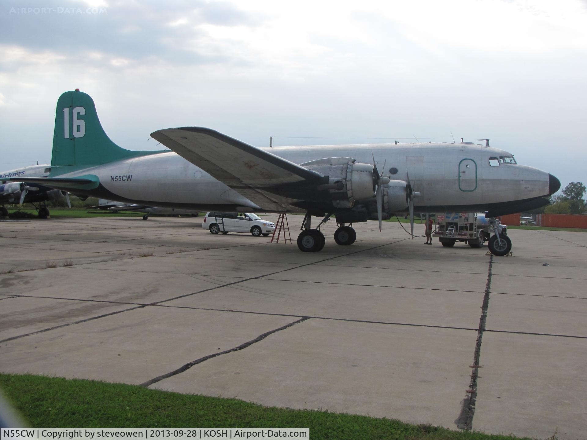 N55CW, 1945 Douglas C-54D-5-DC C/N 10673, on the Basler Turbo Conversion ramp