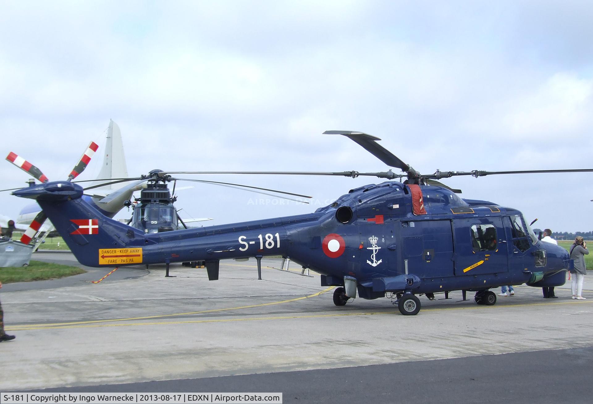 S-181, Westland Super Lynx Mk.90B C/N 411, Westland Super Lynx Mk90B of the Danish Air Force (Flyvevabnet) at the Spottersday of the Nordholz Airday 2013 celebrationg 100 Years of German Naval Aviation at Nordholz Naval Aviation Base
