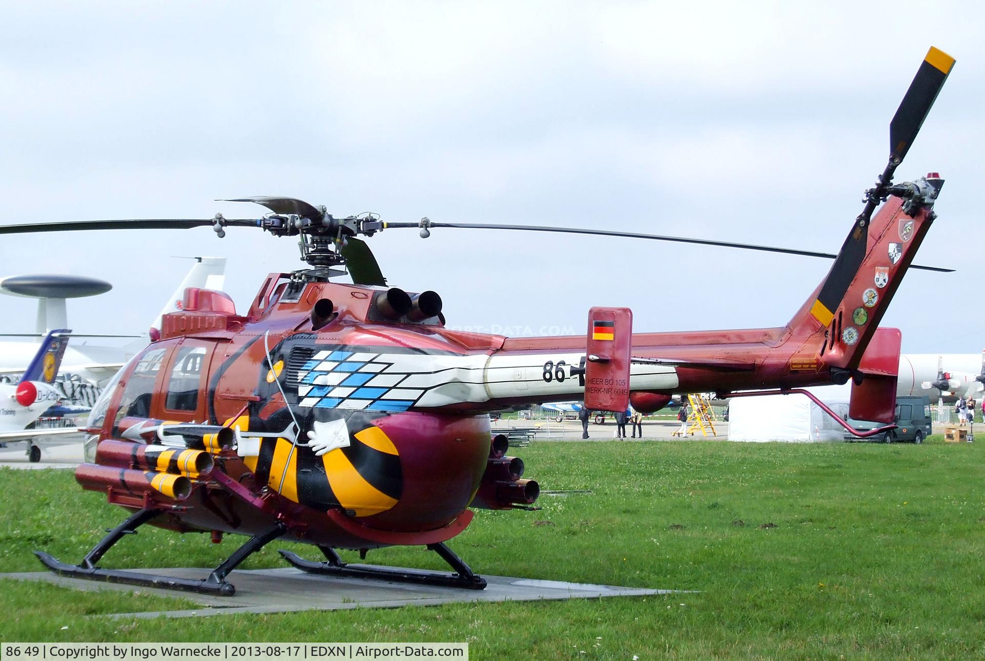 86 49, MBB Bo.105P C/N 6049, MBB Bo 105P PAH-1 of the Heeresflieger (German Army Aviation) in 'Hornet One' KHR 26 special colours at the Spottersday of the Nordholz Airday 2013 celebrationg 100 Years of German Naval Aviation at Nordholz Naval Aviation Base