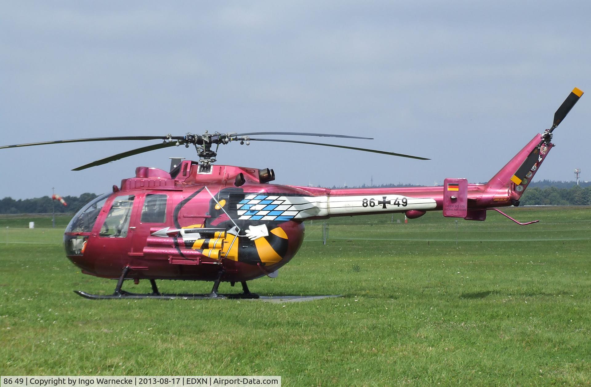 86 49, MBB Bo.105P C/N 6049, MBB Bo 105P PAH-1 of the Heeresflieger (German Army Aviation) in 'Hornet One' KHR 26 special colours at the Spottersday of the Nordholz Airday 2013 celebrationg 100 Years of German Naval Aviation at Nordholz Naval Aviation Base