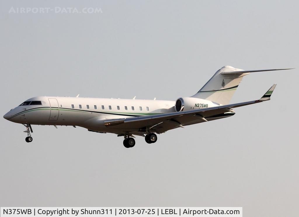 N375WB, 2008 Bombardier BD-700-1A11 Global 5000 C/N 9288, Landing rwy 25R