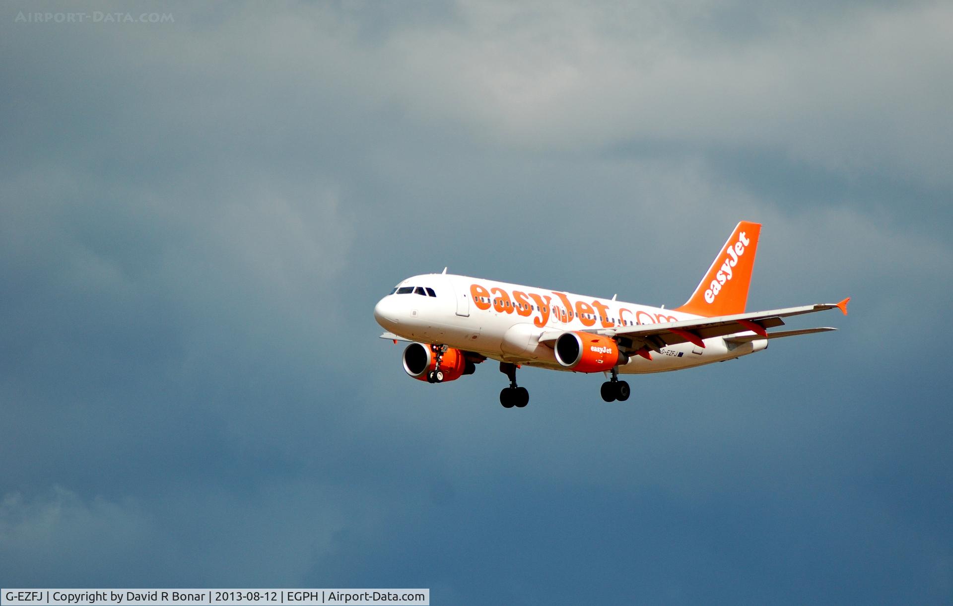 G-EZFJ, 2009 Airbus A319-111 C/N 4040, Short finals in-front of an agry sky