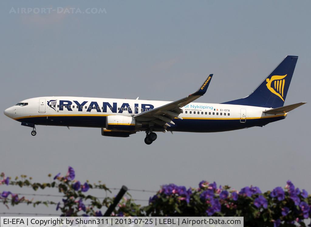 EI-EFA, 2009 Boeing 737-8AS C/N 35005, Landing rwy 25R with additional 'City of Nyköping' titles