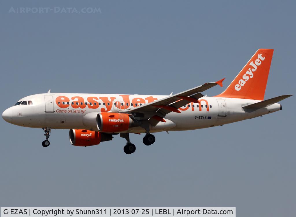 G-EZAS, 2006 Airbus A319-111 C/N 2779, Landing rwy 25R