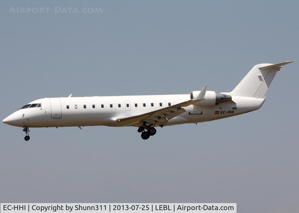 EC-HHI, Canadair CRJ-200ER (CL-600-2B19) C/N 7343, Landing rwy 25R in all white c/s...