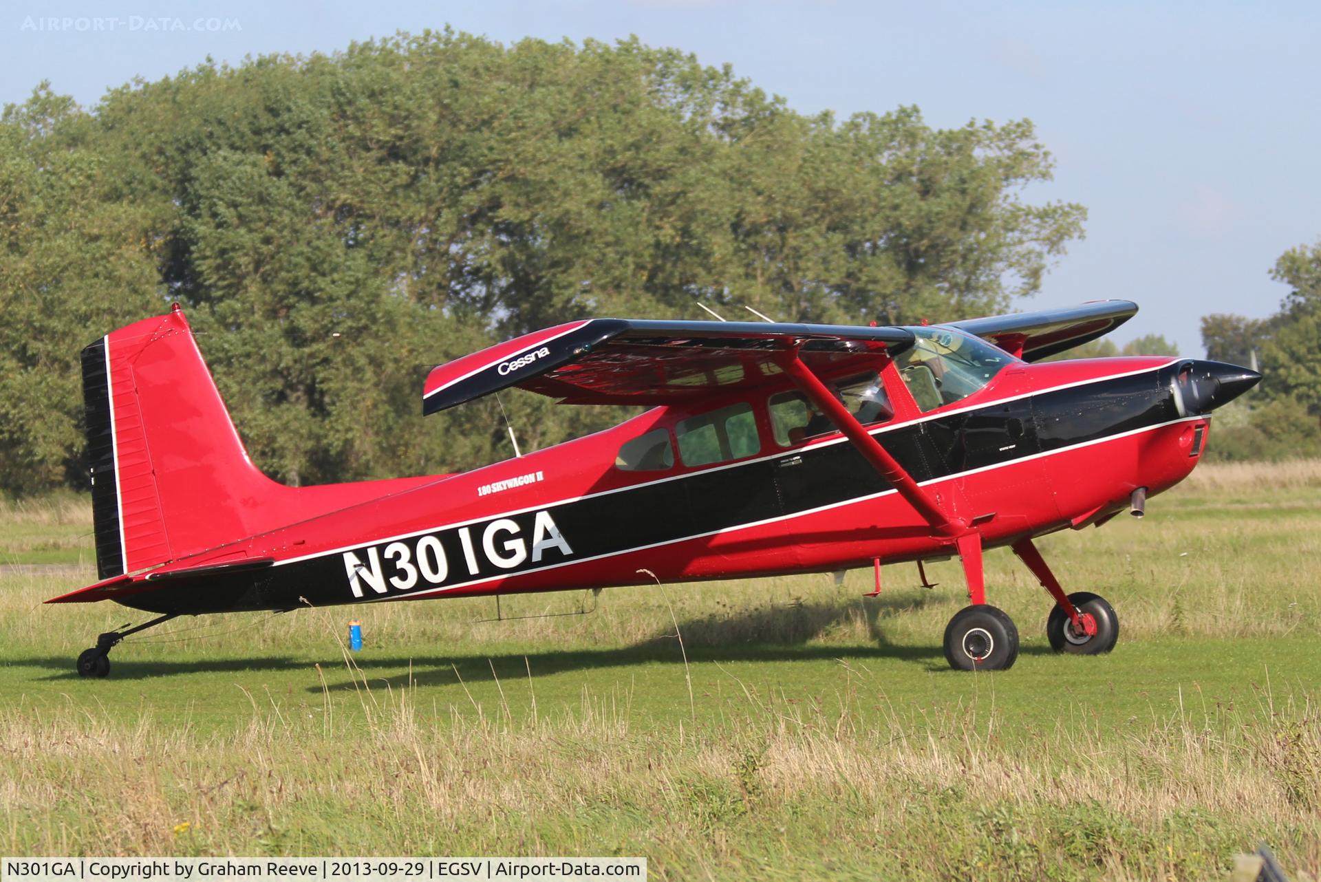 N301GA, 1979 Cessna 180K Skywagon C/N 18052490, Just landed at Old Buckenham for 