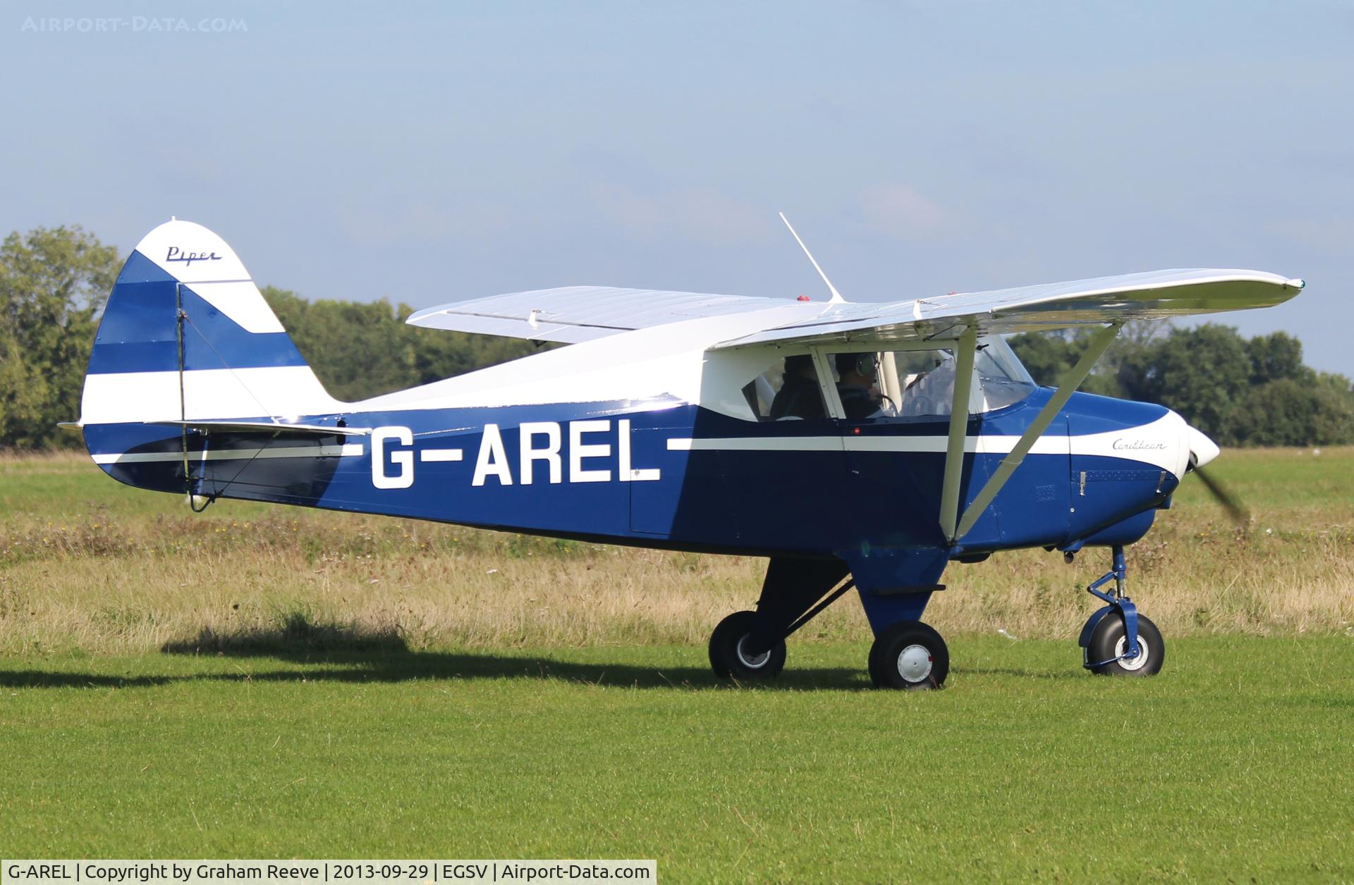 G-AREL, 1960 Piper PA-22-150 Caribbean C/N 22-7284, Just landed at Old Buckenham for 