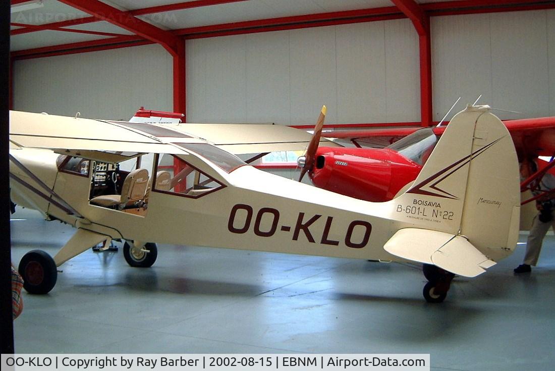 OO-KLO, Boisavia B-601L Mercurey C/N 22, Boisavia B.601L Mercurey [22] Namur~OO 15/08/2002. Tucked away in the back of a crowded hangar. Taken through a doorway.