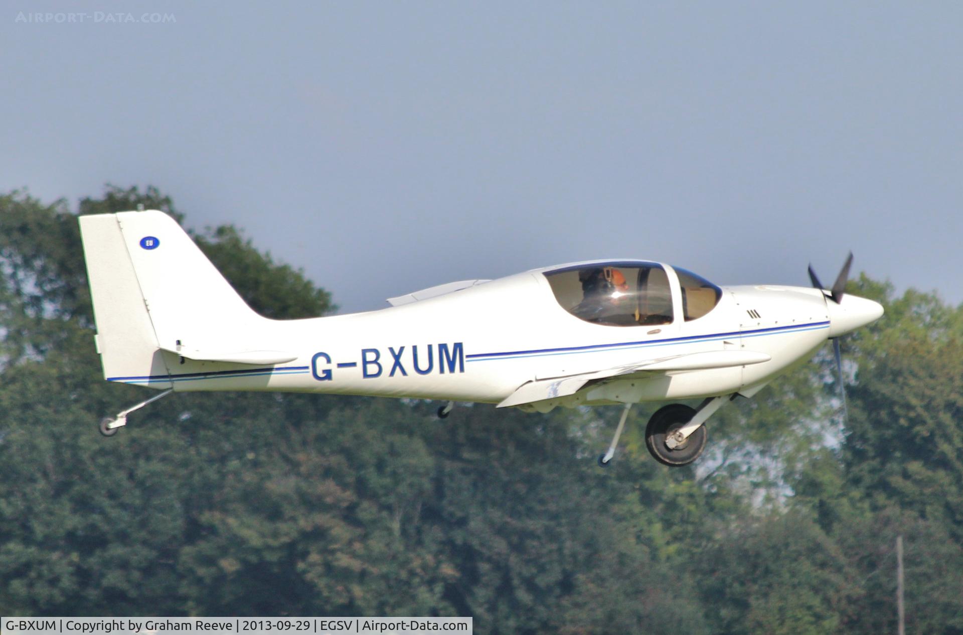 G-BXUM, 1999 Europa Monowheel C/N PFA 247-12611, About to touch down.