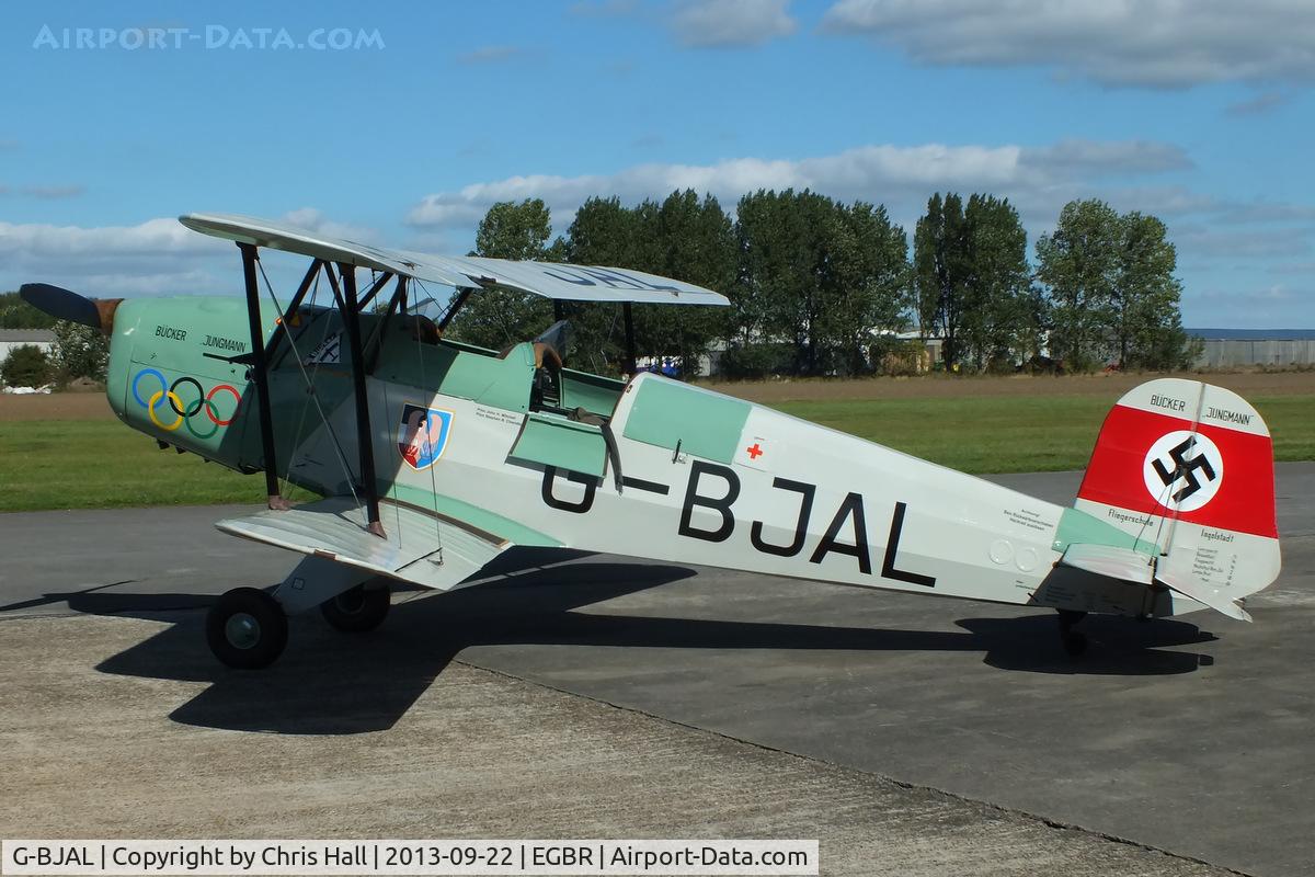 G-BJAL, 1957 Bucker 1-131E Jungmann C/N 1028, at Breighton's Heli Fly-in, 2013