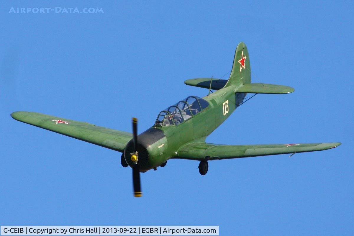 G-CEIB, 1958 Yakovlev Yak-18A C/N 1160403, at Breighton's Heli Fly-in, 2013