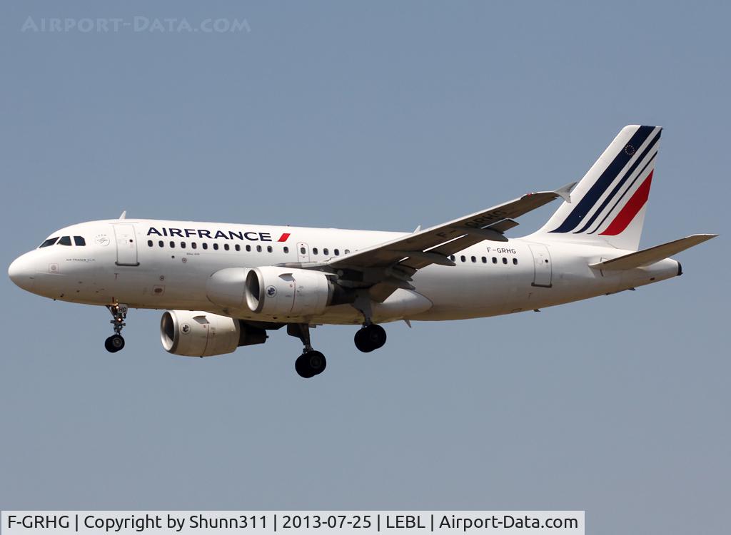 F-GRHG, 1999 Airbus A319-111 C/N 1036, Landing rwy 25R in modified new livery...