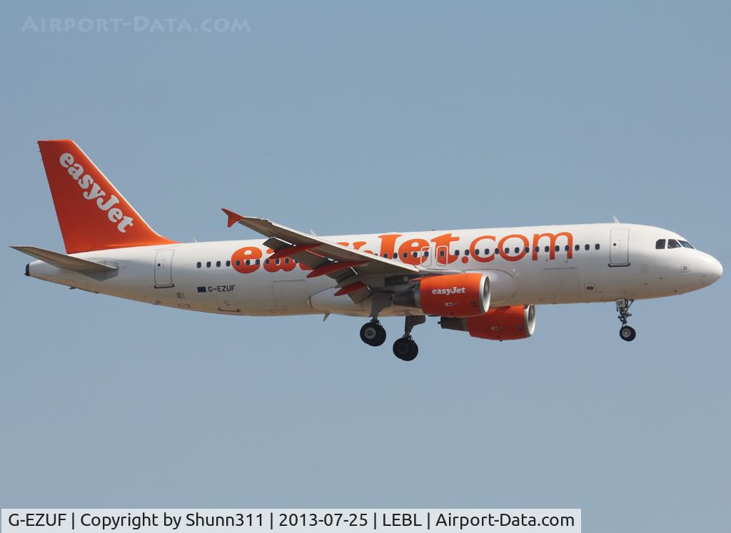 G-EZUF, 2011 Airbus A320-214 C/N 4676, Landing rwy 25R