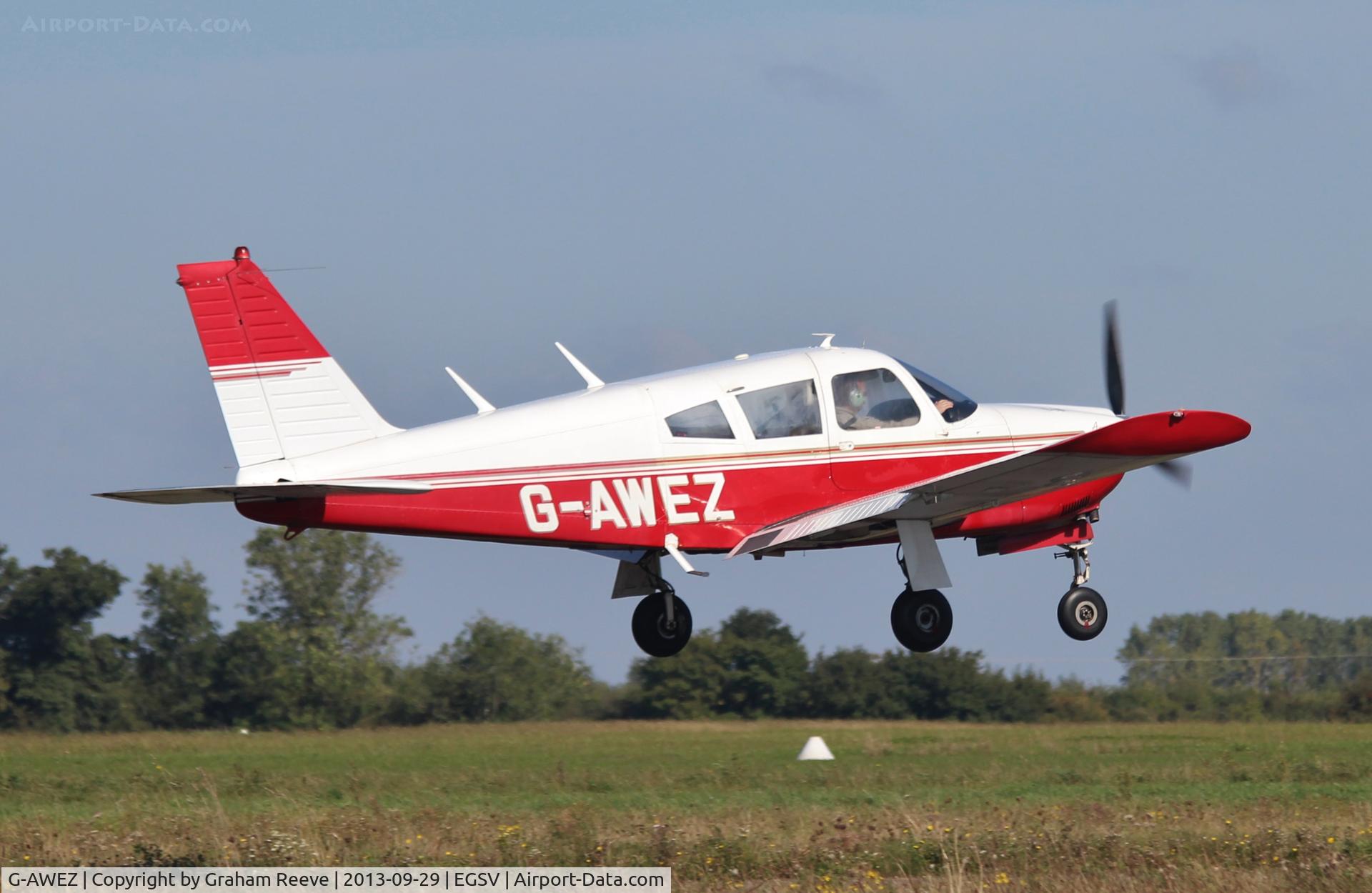 G-AWEZ, 1968 Piper PA-28R-180 Cherokee Arrow C/N 28R-30592, Departing from Old Buckenham.