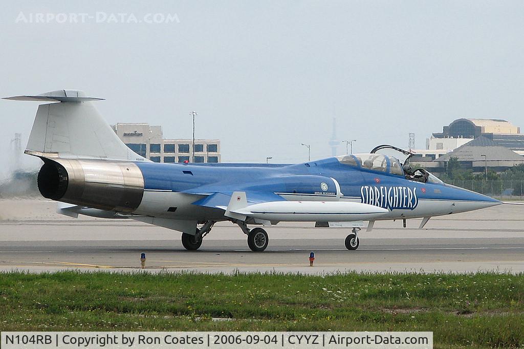N104RB, 1962 Lockheed CF-104D Starfighter C/N 583A-5302, This privately owned 1962 Lockheed 104D gets ready to take off at the Toronto Int'l Airport to take part in the Canadian International Airshow on Toronto's waterfront